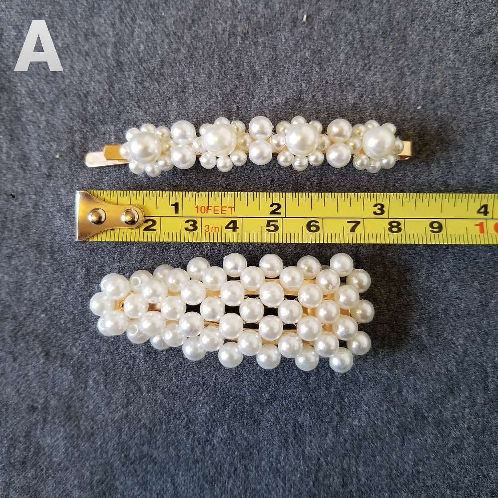 3/$25 Hair Clip Faux Fancy Pearls Oversized A or B - Picture 3 of 4
